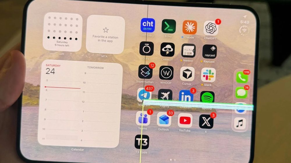 Layar dalam iPhone Duo yang bermasalah dengan garis di layar